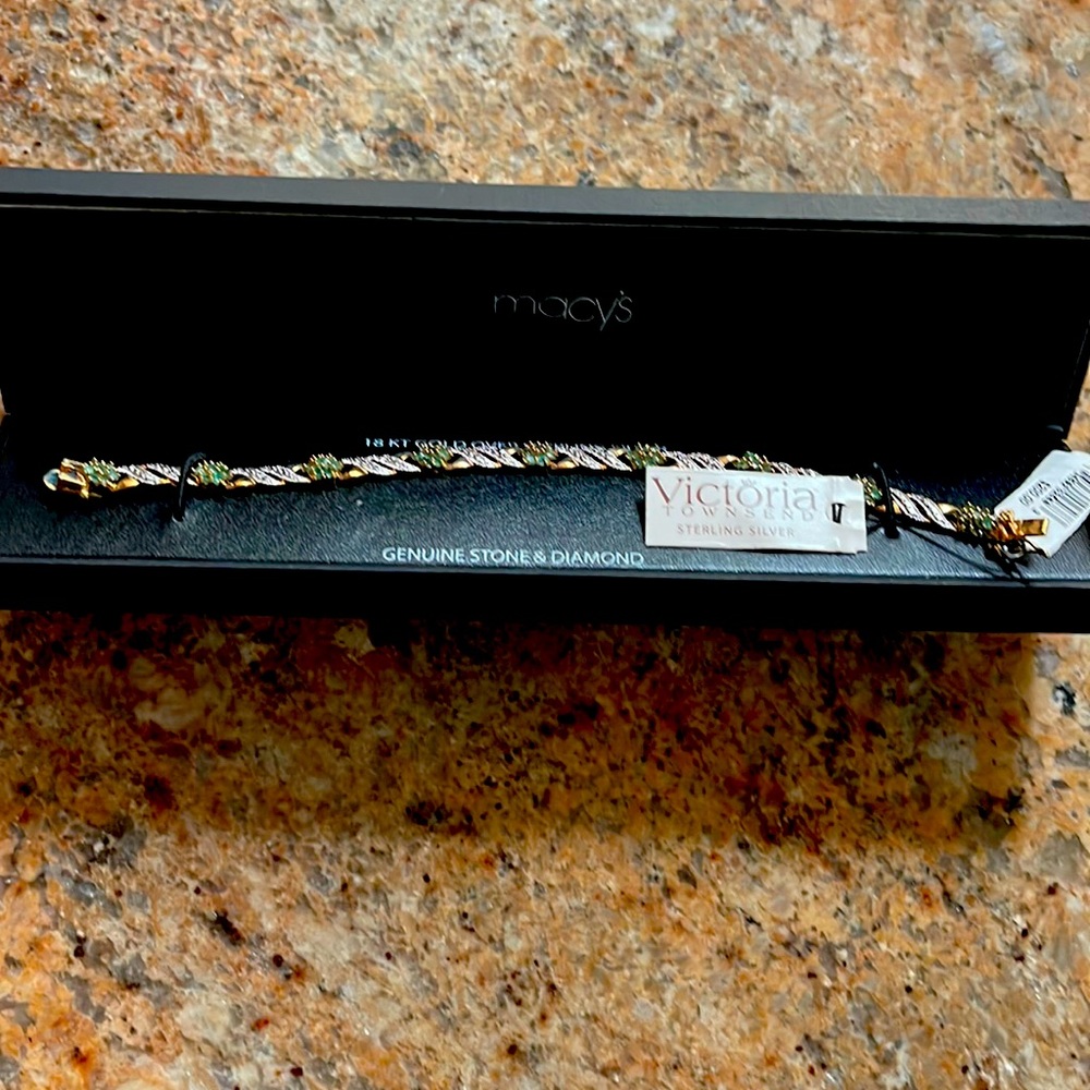 Genuine Diamond & Stone (Peridot) 7.5” Bracelet